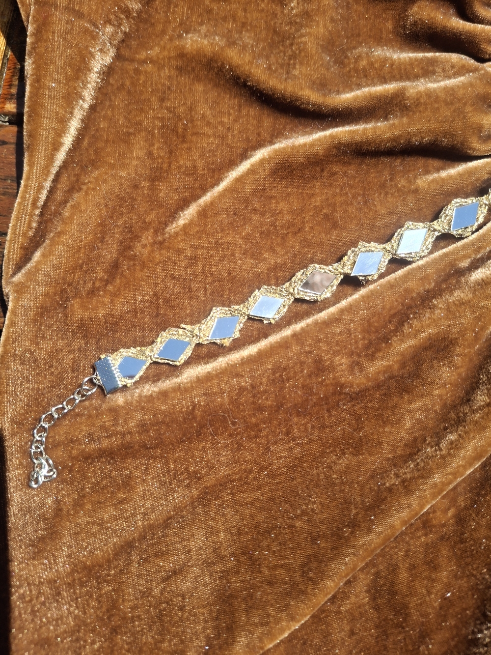 Gold Silver Mirror Choker Handmade Necklace - Elegant Women’s Jewelry - Picture 8 of 8